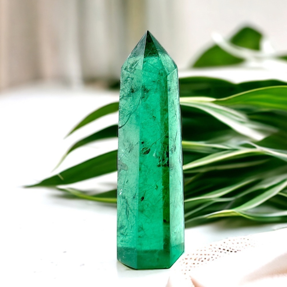 RARE Elestial Monatomic Green Andara Crystal Tower Heart Healing